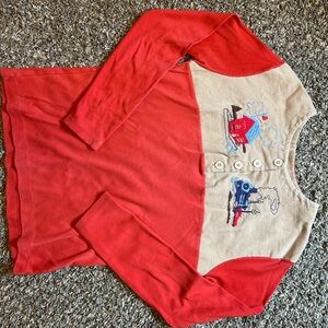 Sears Red and Cream Train Long Sleeve Tee ANTIQUE